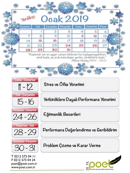 2019 Eğitim Takvimimiz...www.poet.com.tr