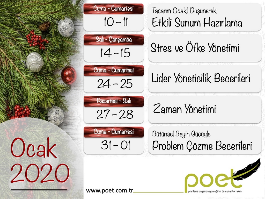 POET 2020 Eğitim Takvimi... www.poet.com.tr