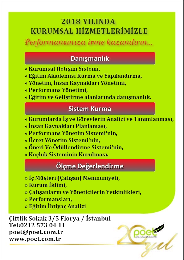 POET EĞİTİM VE DANIŞMANLIK MERKEZİ DANIŞMANLIKLARIMIZ...www.poet.com.tr